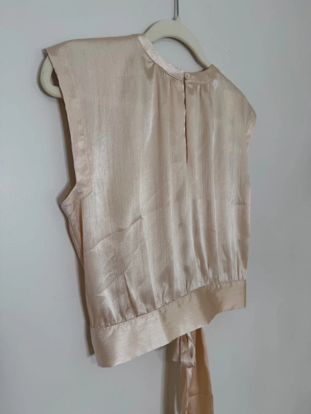 Satin Tie-Back Sleeveless Top - Cream - Picture 2 of 6